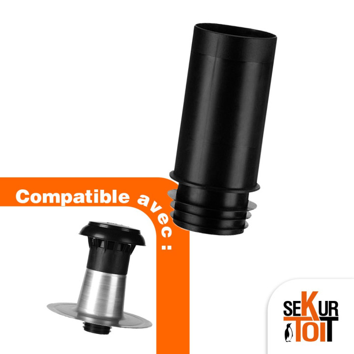 Rallonge pour terminal de ventilation Ø125 – Toiture plate Sekurtoit