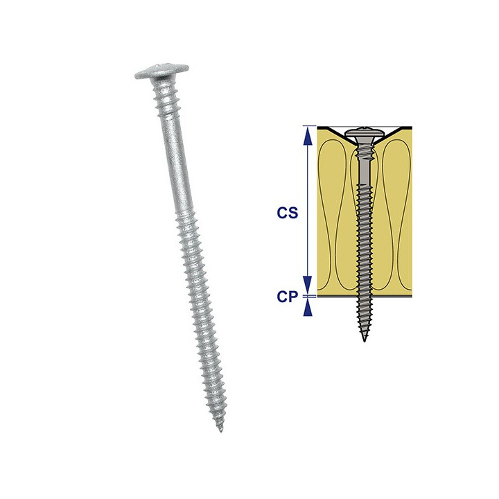 Vis bois/tôle EVDF double filetage Ø4.8 x 160 mm – pour fixation isolant