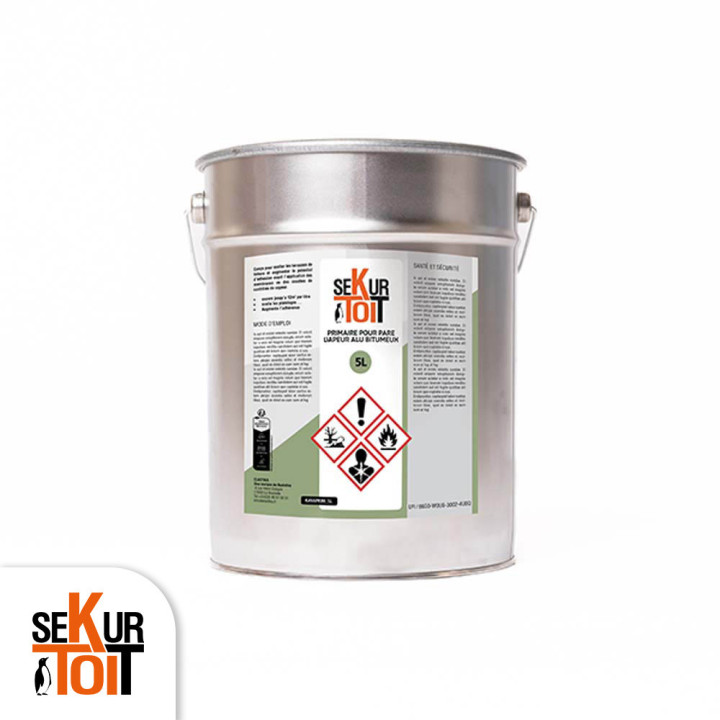 Primaire d’accroche bitumineux aluminium – Bidon 5 L - SEKURTOIT - Pour Pare-Vapeur