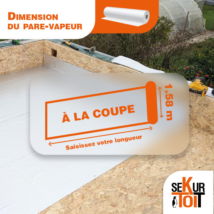 Pare vapeur aluminium auto-adhésif - Largeur du rouleau 1,58m - À la coupe